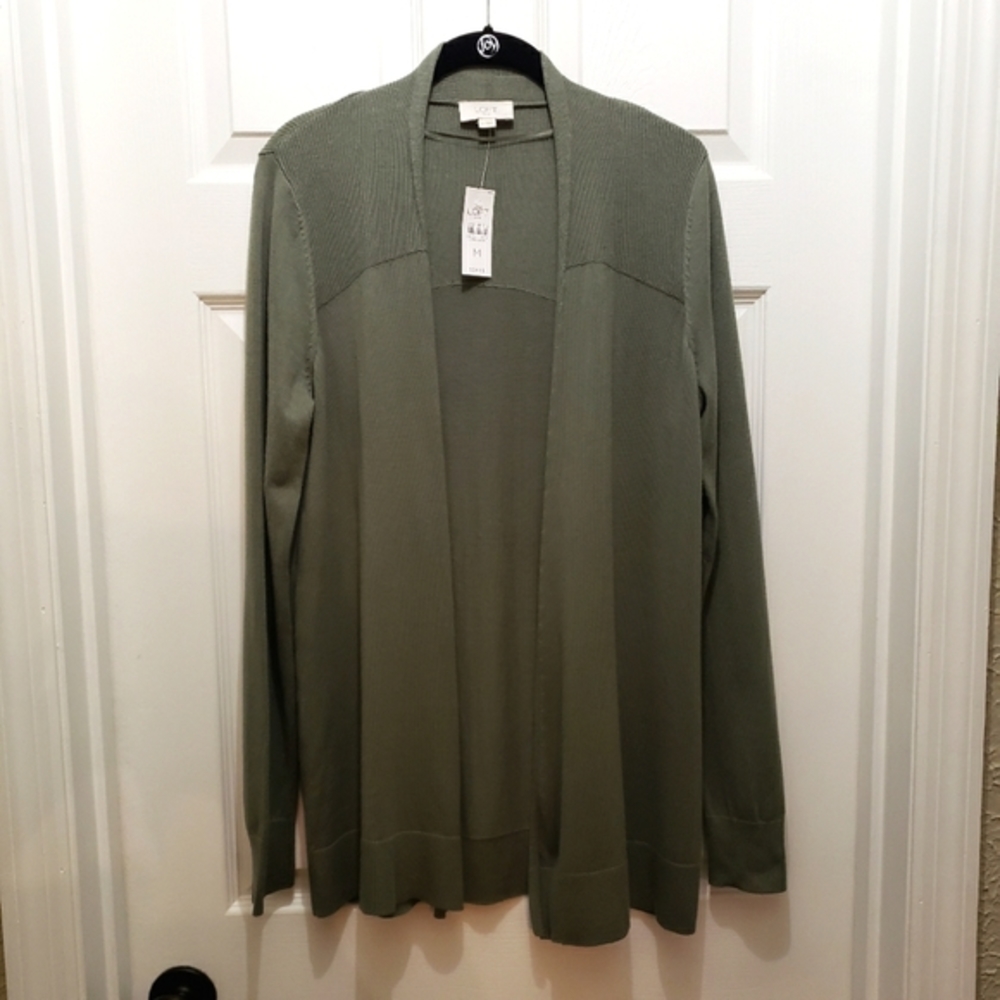 Loft Open Front Cardigan, Size Medium, Olive Green